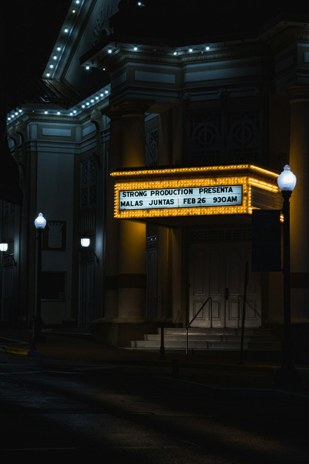 Empty cinema hall with warm light