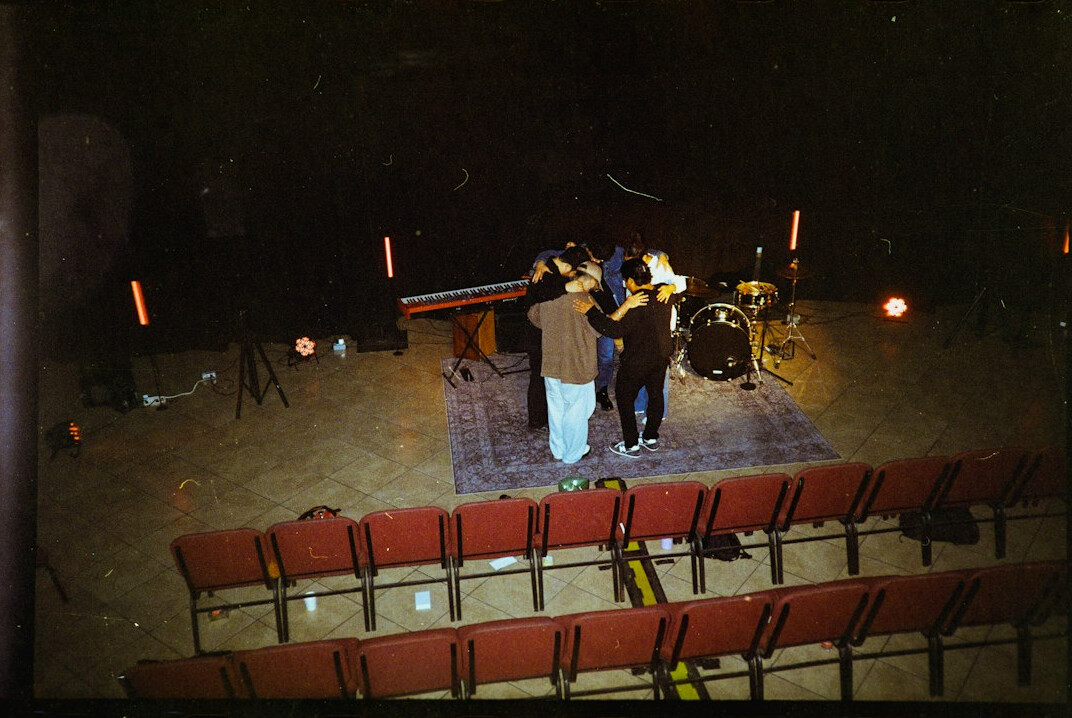 Cinema set with large lights and cameras